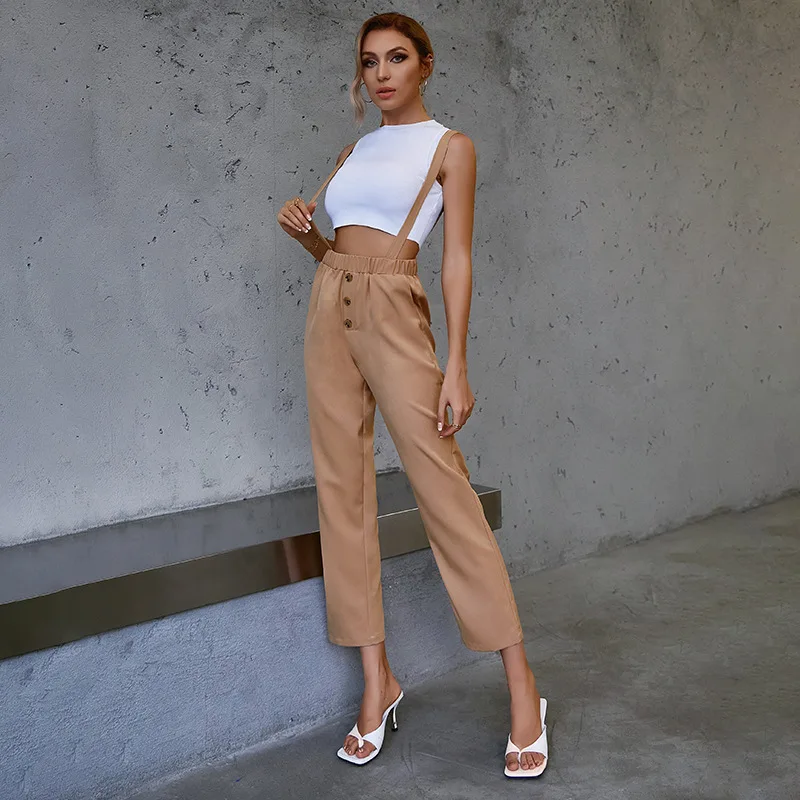 All Matched Straight Wide Leg Pants Push Up Mujer Button Fly Suspender Trousers Grunge Elastic Waist Brown Overalls for Women
All Matched Straight Wide Leg Pants Push Up Mujer Button Fly Suspender Trousers Grunge Elastic Waist Brown Overalls for Women