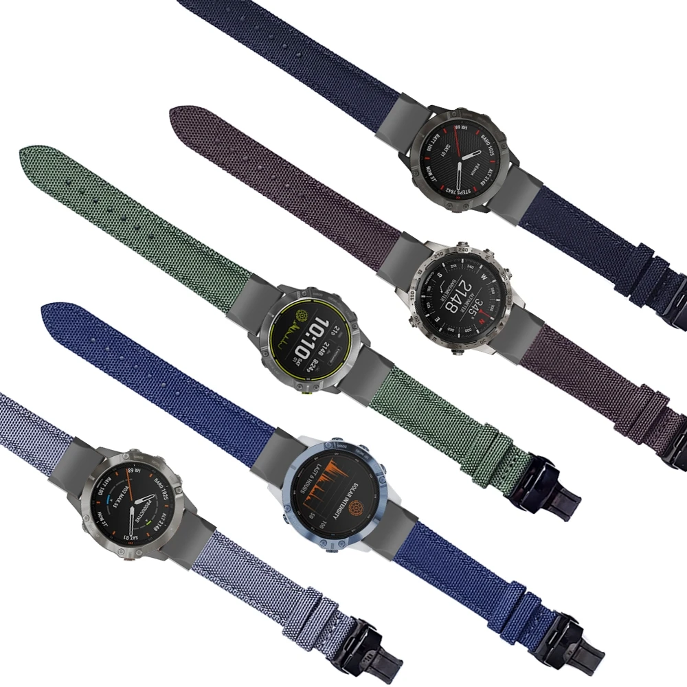 

For Garmin Fenix 6 6X Pro Easy fit Canvas Nylon Watchband Strap /Enduro/tactix Delta/MARQ QuickFit Watch Band Wristband Bracelet