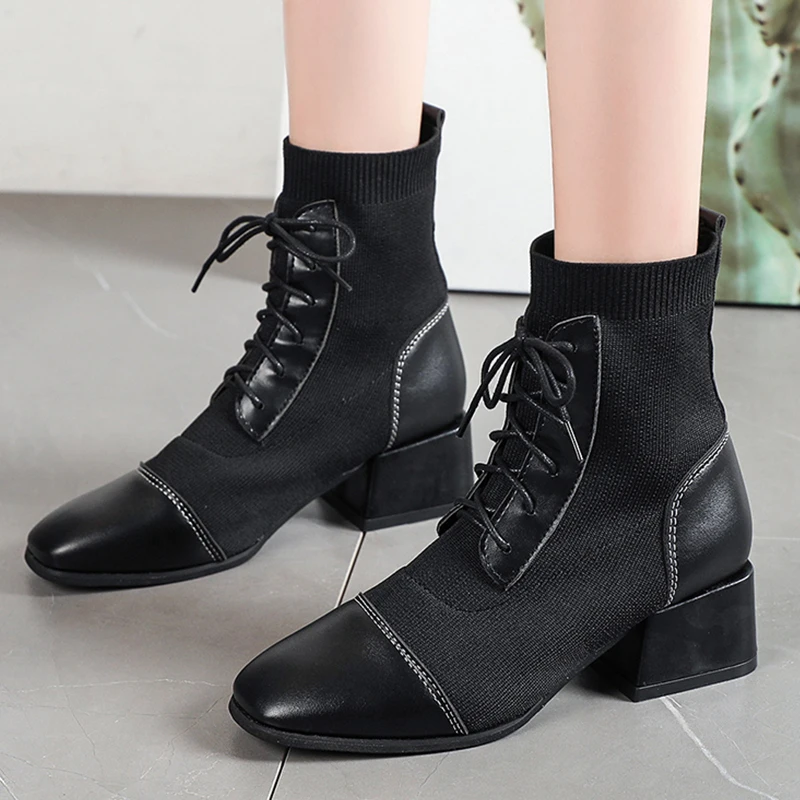 Winter 2021 New Stretch Boots Big Size Women Ankle Short Modern Boots Female Square Toe Med Heels Shoes Ladies Lace Up Shoes
Winter 2021 New Stretch Boots Big Size Women Ankle Short Modern Boots Female Square Toe Med Heels Shoes Ladies Lace Up Shoes