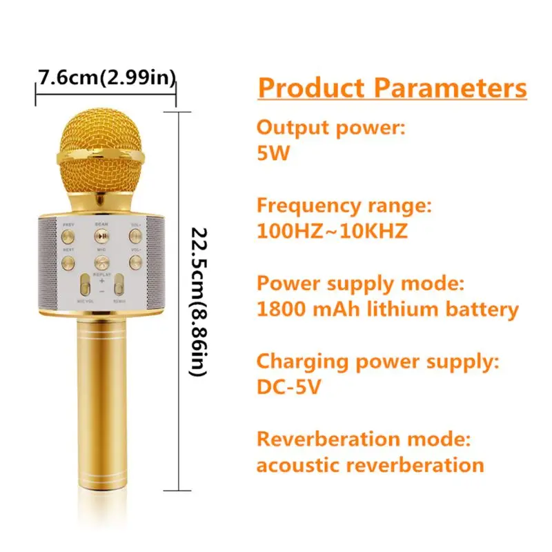 DC5V Wireless Portable Handheld Bluetooth Karaoke Microphone Singing Machine Adults Kids Music Enthusiast
DC5V Wireless Portable Handheld Bluetooth Karaoke Microphone Singing Machine Adults Kids Music Enthusiast