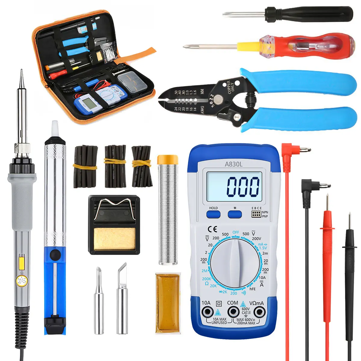 10Pcs/Set 60W Adjustable Temperature Electric Soldering Iron Kit Tips Heating Welding Tools with Multimeter EU/US Plug 110V 220V
10Pcs/Set 60W Adjustable Temperature Electric Soldering Iron Kit Tips Heating Welding Tools with Multimeter EU/US Plug 110V 220V