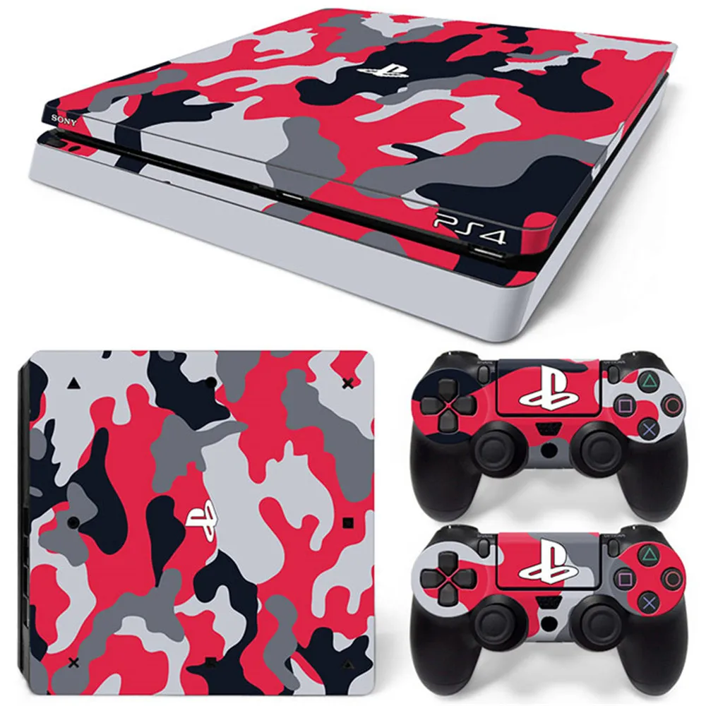 Наклейка для PS4 Slim Console Dark Skin Виниловая наклейка + 2 контроллера | Электроника
