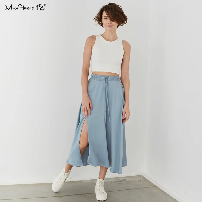 Атласные длинные юбки FAKUNTN с высокой талией, Женская юбка на шнуровке с эластичным поясом и разрезом, элегантные летние юбки а-силуэта
Атласные длинные юбки FAKUNTN с высокой талией, Женская юбка на шнуровке с эластичным поясом и разрезом, элегантные летние юбки а-силуэта