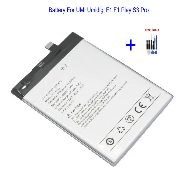 1x 5150mAh S3 Pro Mobile Phone Replacement Battery For UMI Umidigi F1 F1 Play S3 Pro phone Batteries + Repair Tool Kits
1x 5150mAh S3 Pro Mobile Phone Replacement Battery For UMI Umidigi F1 F1 Play S3 Pro phone Batteries + Repair Tool Kits