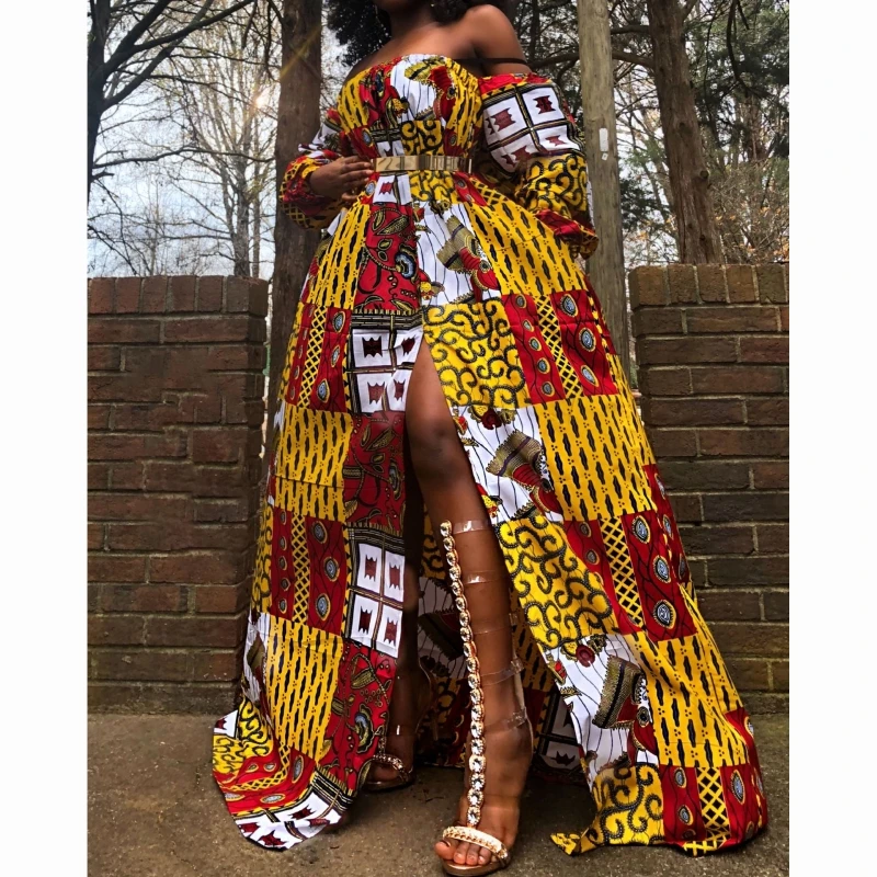 African Dresses Women Long Sleeve Dashiki Robe 2020 Summer Off Shoulder Dress Ladies Traditional African Clothing
African Dresses Women Long Sleeve Dashiki Robe 2020 Summer Off Shoulder Dress Ladies Traditional African Clothing