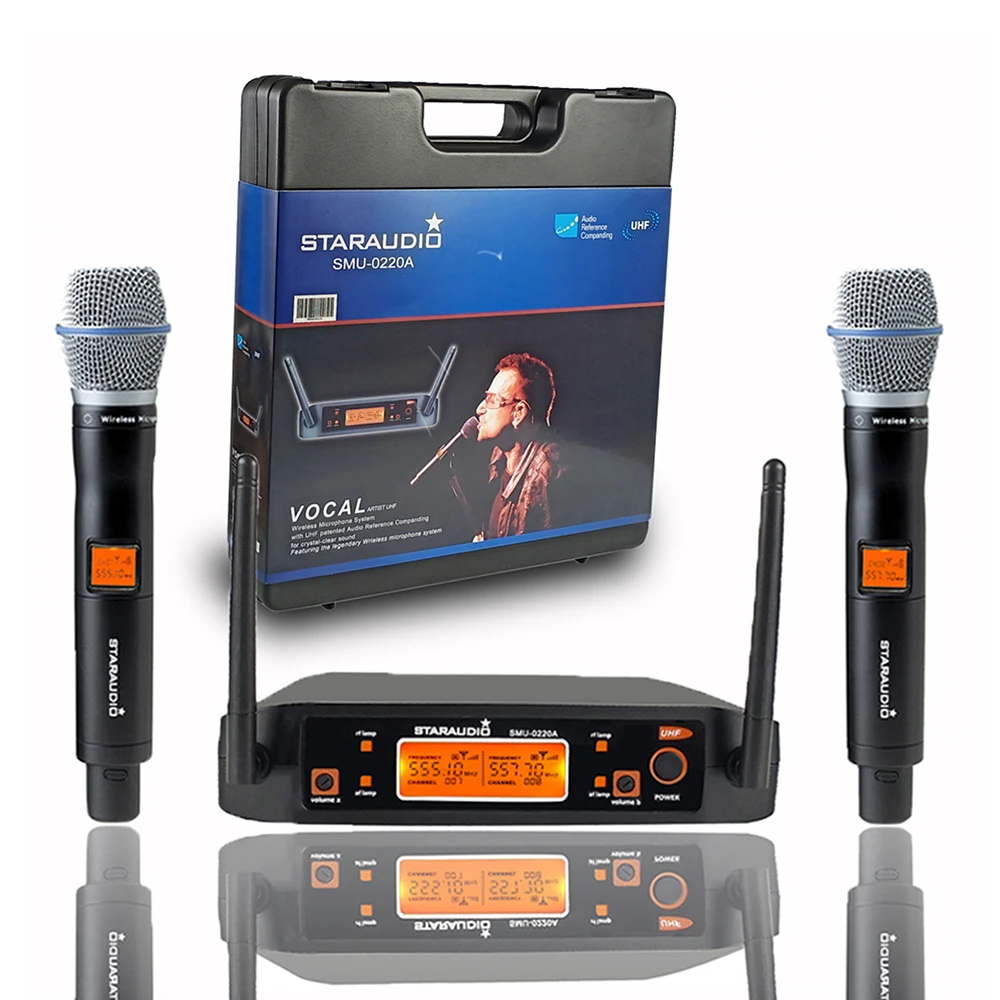 2 Channel Wireless UHF Handheld Microphone Cordless Mic Set Long Distance For Easy Use With Multiple System Wedding SMU-0220A
2 Channel Wireless UHF Handheld Microphone Cordless Mic Set Long Distance For Easy Use With Multiple System Wedding SMU-0220A