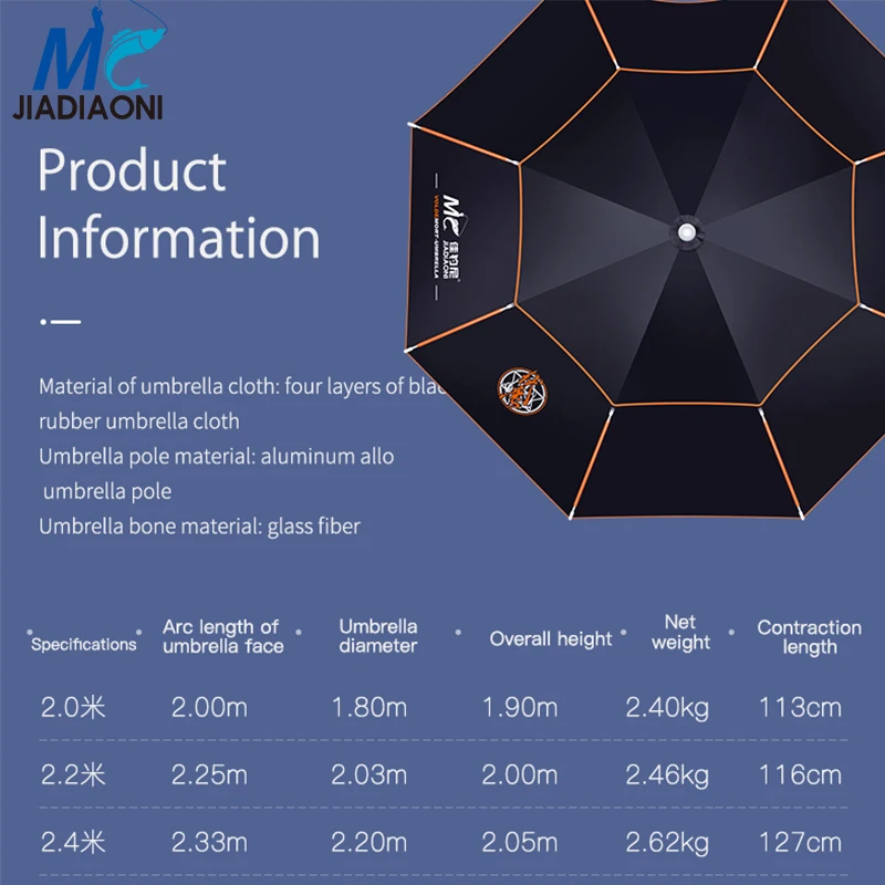 JIADIAONI NEW Fishing Umbrella Camping Outdoor Anti-UV Double-Layer Anti-Storm Rain Sunshade 2.0m/2.2m/2.4m Fish Umbrella
JIADIAONI NEW Fishing Umbrella Camping Outdoor Anti-UV Double-Layer Anti-Storm Rain Sunshade 2.0m/2.2m/2.4m Fish Umbrella