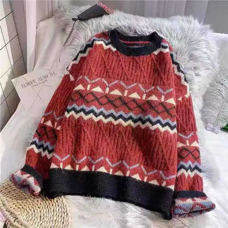 Urifens Sweater Women 2021 Autumn And Winter Loose Pullover Color Matching Wild Sweater Trendy Retro Temperament Top Coat CS4539
Urifens Sweater Women 2021 Autumn And Winter Loose Pullover Color Matching Wild Sweater Trendy Retro Temperament Top Coat CS4539