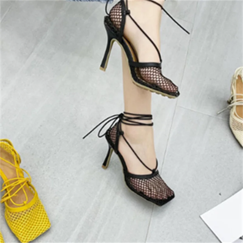 Fishnet Breathable Square Toe Thin Cup High Heels Stiletto Heel Lace Up Women's Sandals Ankle Straps Sexy Summer Party Shoes
Fishnet Breathable Square Toe Thin Cup High Heels Stiletto Heel Lace Up Women's Sandals Ankle Straps Sexy Summer Party Shoes
