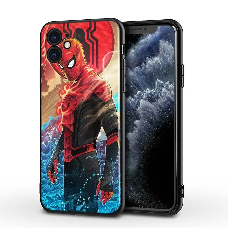 "Человек-паук" для Apple iPhone 12 Pro Max Мини 11 XS X XR 6S 6 7 8 плюс 5S SE2020 мягкий чехол задней
