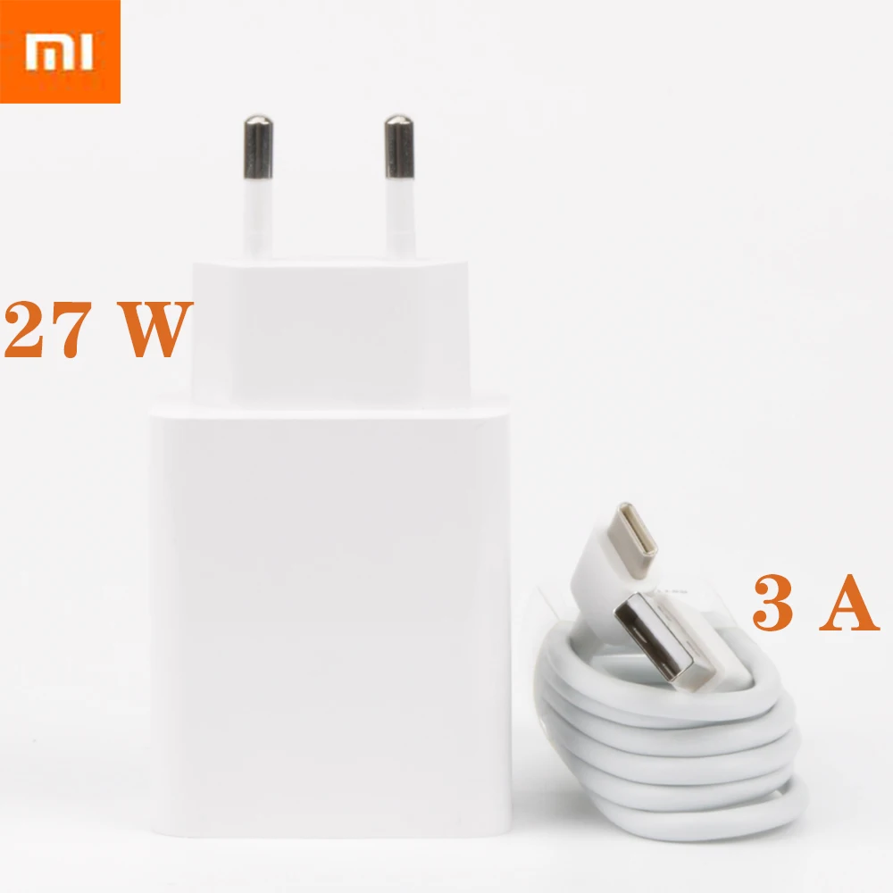 

xiaomi Fast charger 27W Original EU QC 4.0 turbo quick charge adapter usb type c cable for mi 9 9t pro k20 pro mi note 10 lite