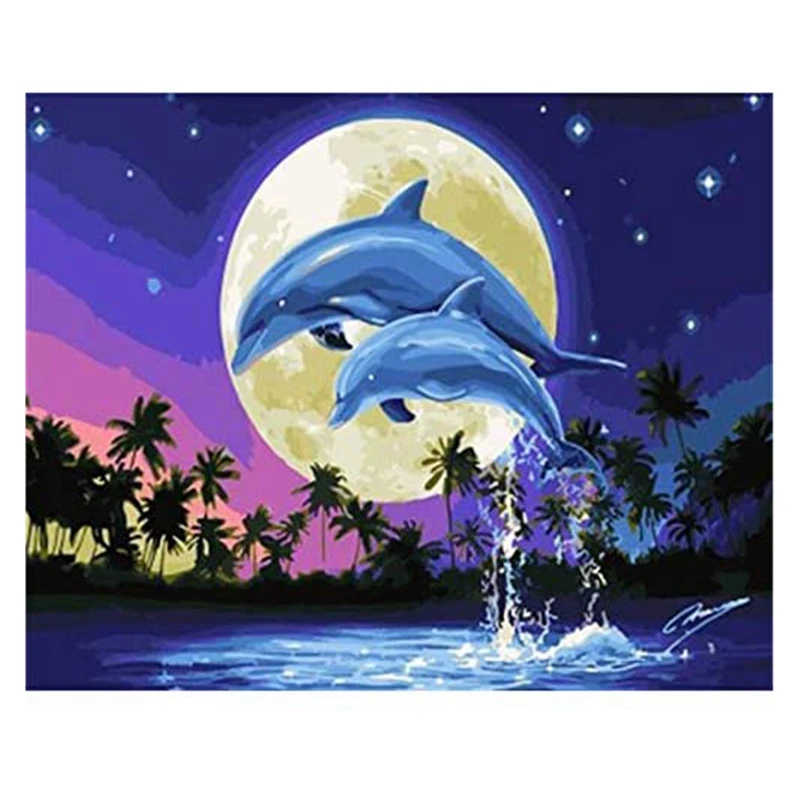 Adult Paint By Number Kits On Canvas 16X20 Inch DIY Acrylic Painting Kit For Kids & Adults Beginner - Moonlight Dolphins
Adult Paint By Number Kits On Canvas 16X20 Inch DIY Acrylic Painting Kit For Kids & Adults Beginner - Moonlight Dolphins