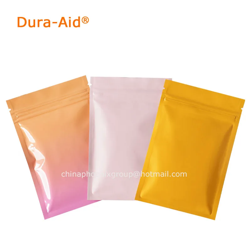 

Various Colors 100/500pcs Heat Sealing Ziplock Pouches Tear Notch Metallic Mylar Flat Zip Lock Package Bag For Herb Powder