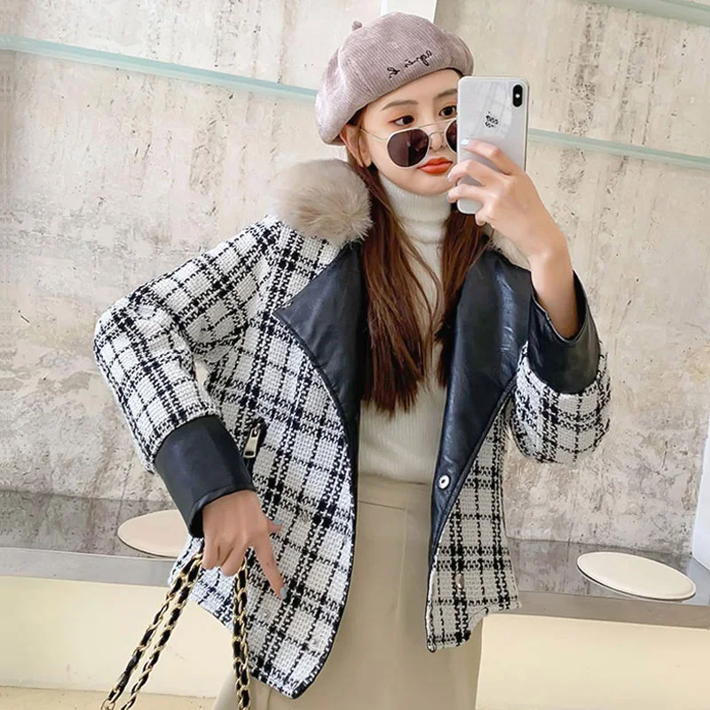 Women New 2020 High Fashion Short Design Notched Plaid Houndstooth Parkas With Fur Cotton Padded Jackets Female
Women New 2020 High Fashion Short Design Notched Plaid Houndstooth Parkas With Fur Cotton Padded Jackets Female