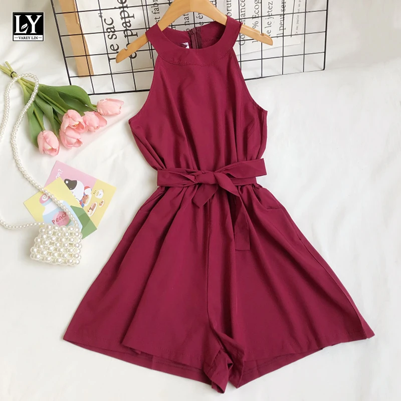 LY VAREY LIN Summer Women Solid Color Sleeveless Bandage Jumpsuit Casual Hanging Neck High Waist Wide Leg Shorts Jumpsuit
LY VAREY LIN Summer Women Solid Color Sleeveless Bandage Jumpsuit Casual Hanging Neck High Waist Wide Leg Shorts Jumpsuit