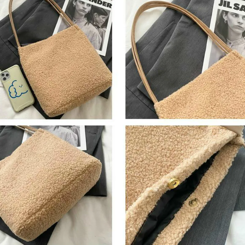 Winter Faux Fur Tote Women Bags Fashion Soft Plush Hairy All-match Student Shoulder Bag Casual Vintage Simple Large-capacity New 
Winter Faux Fur Tote Women Bags Fashion Soft Plush Hairy All-match Student Shoulder Bag Casual Vintage Simple Large-capacity New