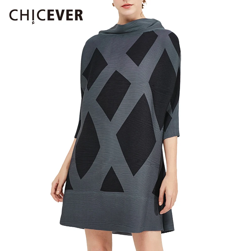 CHICEVER Vintage Print Loose Mini Dresses For Women 2021 Stand Collar Long Sleeve Loose Fold Pleated Dress Female Clothes Autumn
CHICEVER Vintage Print Loose Mini Dresses For Women 2021 Stand Collar Long Sleeve Loose Fold Pleated Dress Female Clothes Autumn