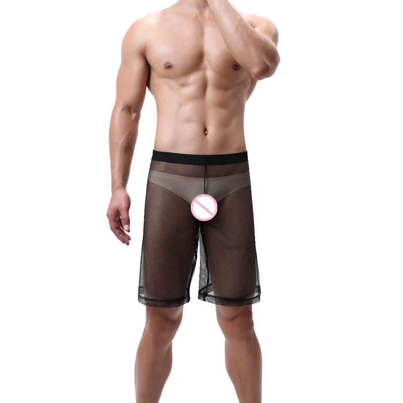 Sexy Mens Sleepwear Mesh Breathable Men's Home Lounge Pajamas Sleep Shorts Bottom Sheer Pijama Hombre | Мужская одежда