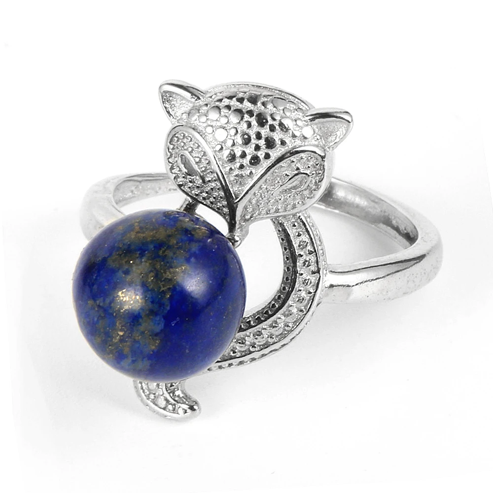 Men Women Natural Stone Rings Cute Silver Plated Animal Fox Adjustable Ring Anillos Valentine's Day Gift Jewelry 
Men Women Natural Stone Rings Cute Silver Plated Animal Fox Adjustable Ring Anillos Valentine's Day Gift Jewelry