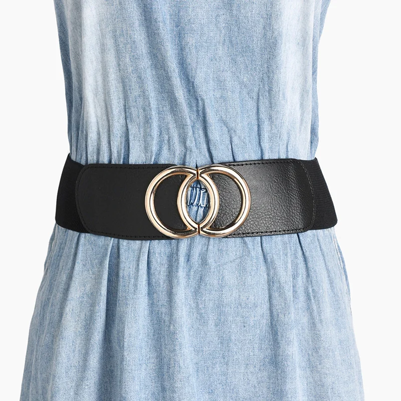 New Elastic Wide Women Belt High Quality Golden Shuang Huan Kou Girdle For The Ladies Shirt Sweater Dress Decoration Strap
New Elastic Wide Women Belt High Quality Golden Shuang Huan Kou Girdle For The Ladies Shirt Sweater Dress Decoration Strap