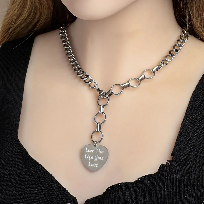 Love Tag Carved Letter Long Chain Pendant Female Necklace Stainless Steel Gold Plated Choker Gold Steel Color Optional For Women
Love Tag Carved Letter Long Chain Pendant Female Necklace Stainless Steel Gold Plated Choker Gold Steel Color Optional For Women