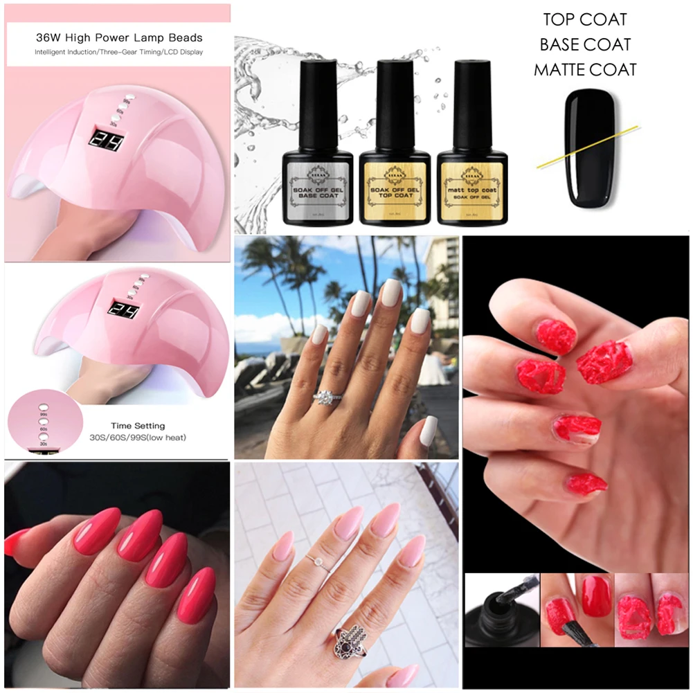 14/18pcs Nail Gel Polish Starter Set 36w Uv Nail Lamp(optional) Base Top Nail Trimming Coat Cuticle Pusher All-in-one Kit Set
14/18pcs Nail Gel Polish Starter Set 36w Uv Nail Lamp(optional) Base Top Nail Trimming Coat Cuticle Pusher All-in-one Kit Set