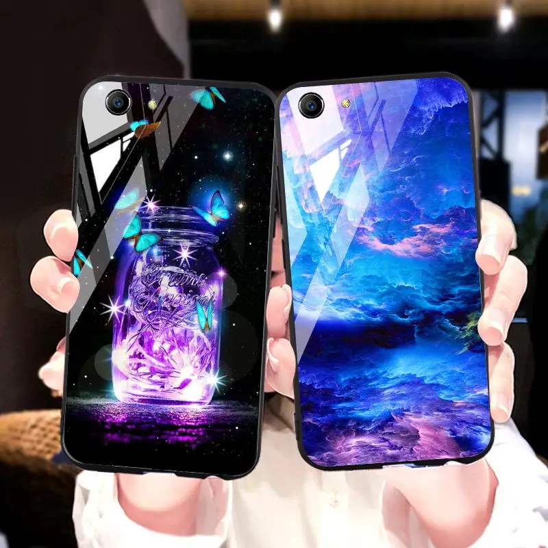 Роскошный чехол из закаленного стекла для OPPO A83 A1 Жесткий ПК цветные Чехлы