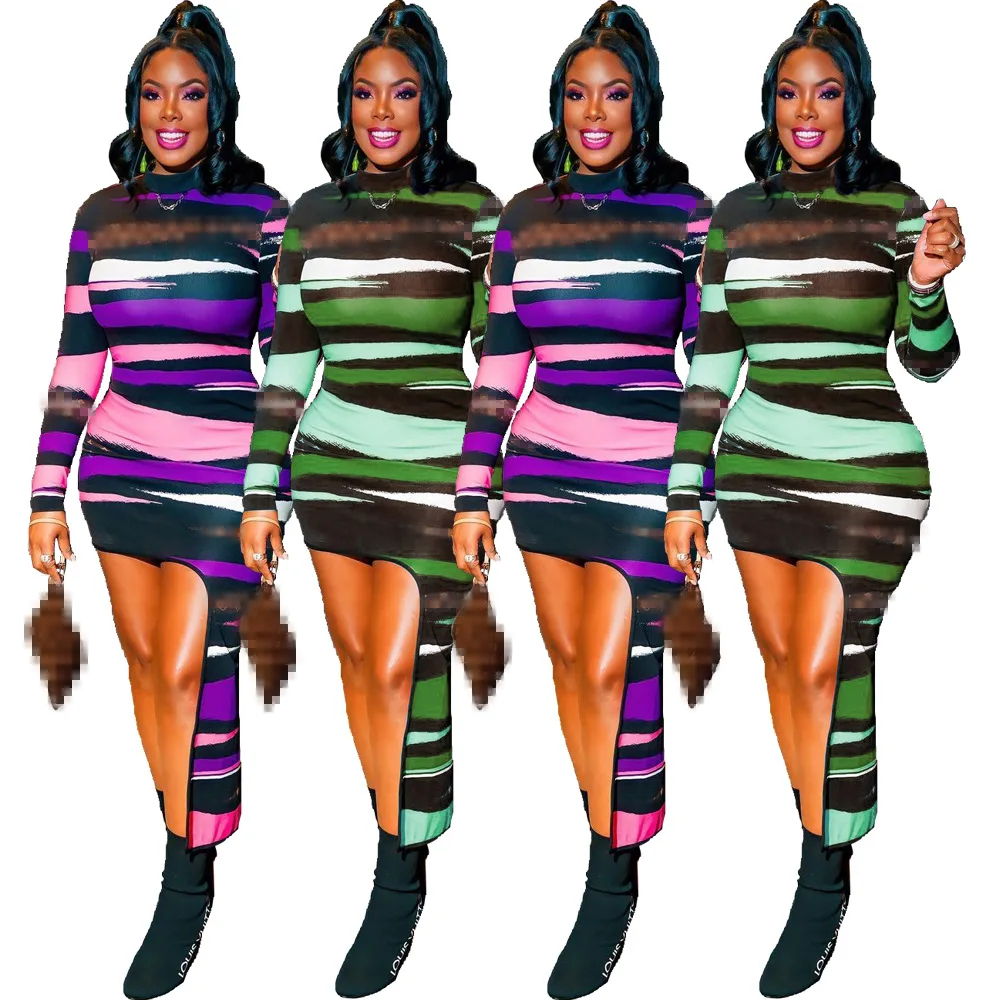 Fashion Stripe Print Letter Long Sleeve Mini Dress Women Sexy Irregular Skinny Party Short Dresses
Fashion Stripe Print Letter Long Sleeve Mini Dress Women Sexy Irregular Skinny Party Short Dresses