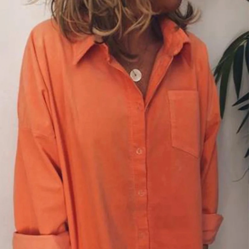 Ladies Shirts Girls Solid Color Long-Sleeved Lapel Loose Tops Single-Breasted Tops 2021 Fall Casual Temperament Simple Commute
Ladies Shirts Girls Solid Color Long-Sleeved Lapel Loose Tops Single-Breasted Tops 2021 Fall Casual Temperament Simple Commute