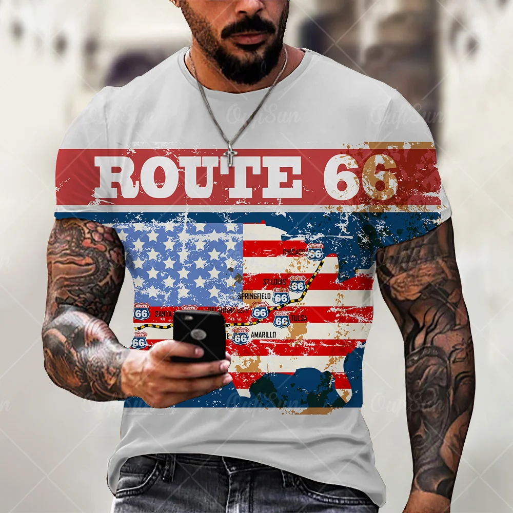 New Summer Fashion Male American Flag Route 66 Letter 3d Printing T-shirt Men's Short-sleeve Oversized Loose Retro American Tops
New Summer Fashion Male American Flag Route 66 Letter 3d Printing T-shirt Men's Short-sleeve Oversized Loose Retro American Tops