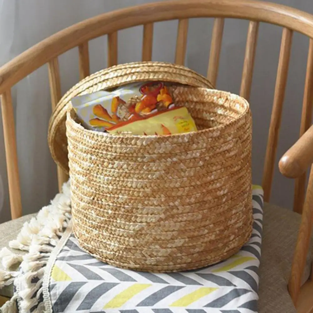 3Pcs Handmade Straw Rattan Woven Storage Basket Toy Snack Sundry Holder with Lid Storage Baskets
3Pcs Handmade Straw Rattan Woven Storage Basket Toy Snack Sundry Holder with Lid Storage Baskets