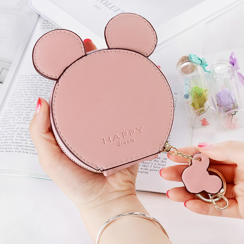 2020 Promotion Pu Polyester Character New Design Mickey Head Wallets Women Small Cute Key Chain Money Bags For Ladies Short | Багаж и