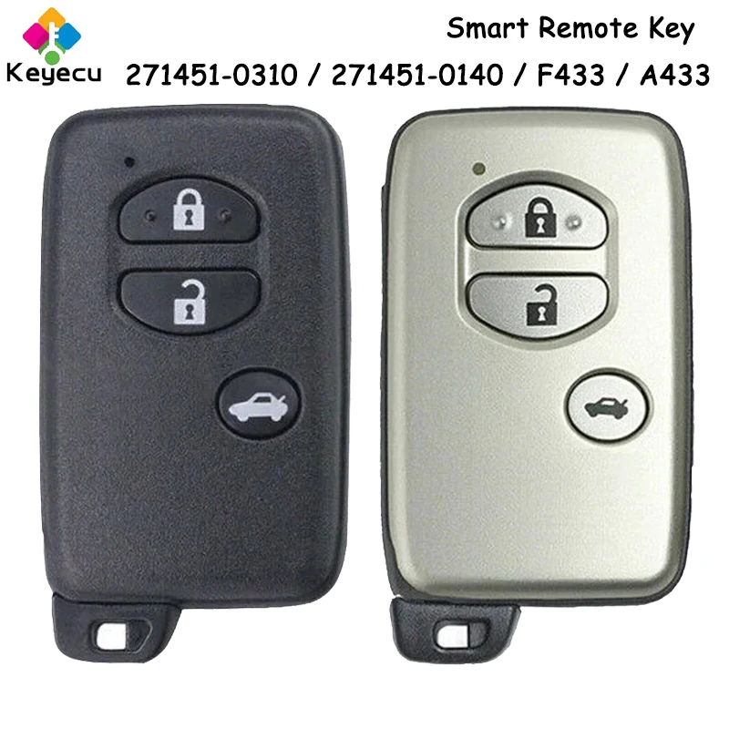 KEYECU Smart Remote Car Key With 3 Buttons for Toyota Camry Crown Mark X Majesta Fob 271451-0310 / 271451-0140 / F433 / A433
KEYECU Smart Remote Car Key With 3 Buttons for Toyota Camry Crown Mark X Majesta Fob 271451-0310 / 271451-0140 / F433 / A433