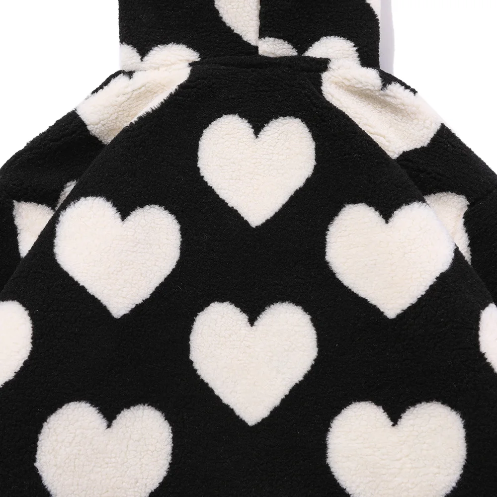 Coat Female Trendy Cute Heart-shaped Print Lamb Winter Coat Drawstring Pocket Zipper Hooded Warm Couple Street Clothing Coats
Coat Female Trendy Cute Heart-shaped Print Lamb Winter Coat Drawstring Pocket Zipper Hooded Warm Couple Street Clothing Coats
