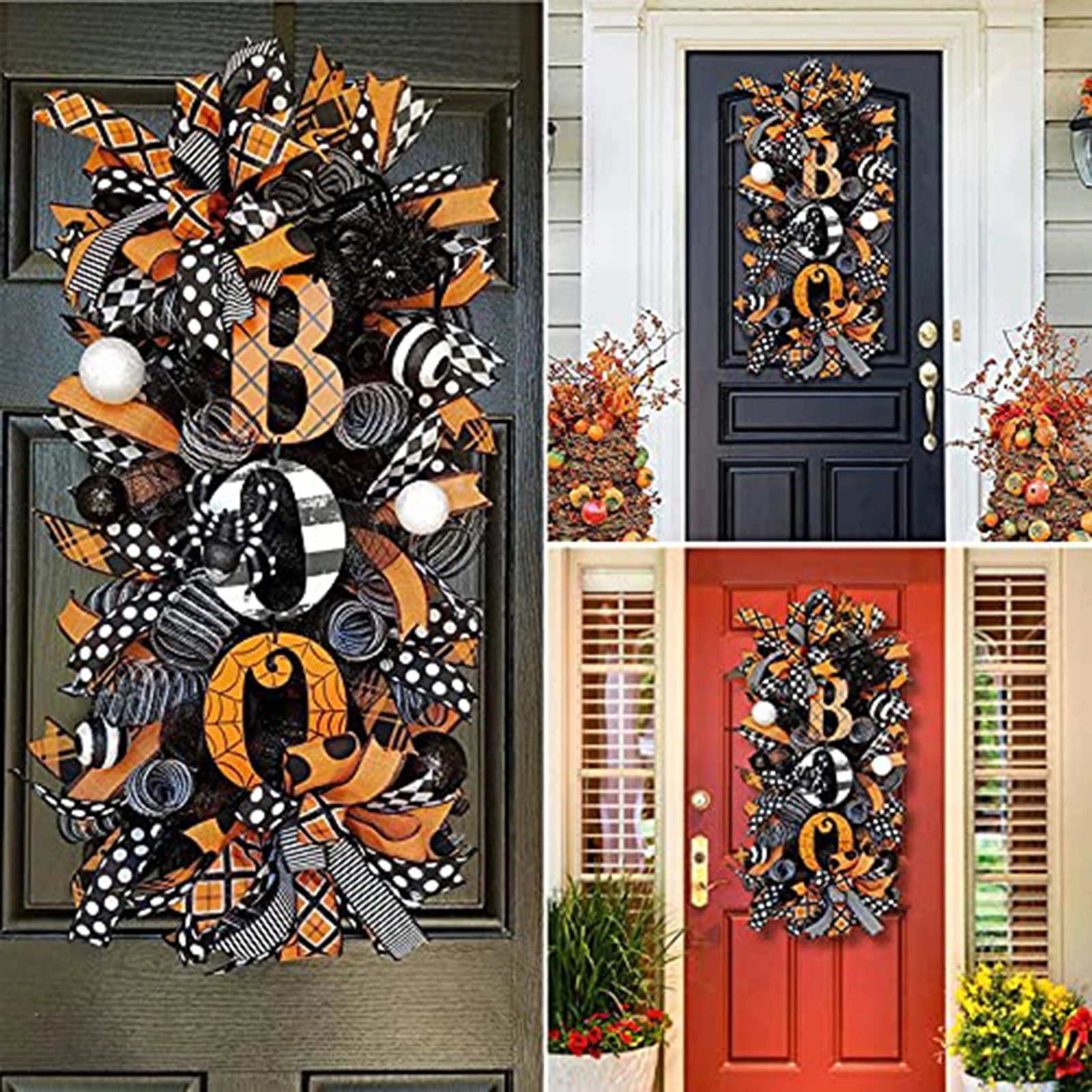 Halloween Boo Hanging Sign Door Spider Ribbons Boo Swag Wreath for Home Festival Halloween Atmosphere Party
Halloween Boo Hanging Sign Door Spider Ribbons Boo Swag Wreath for Home Festival Halloween Atmosphere Party