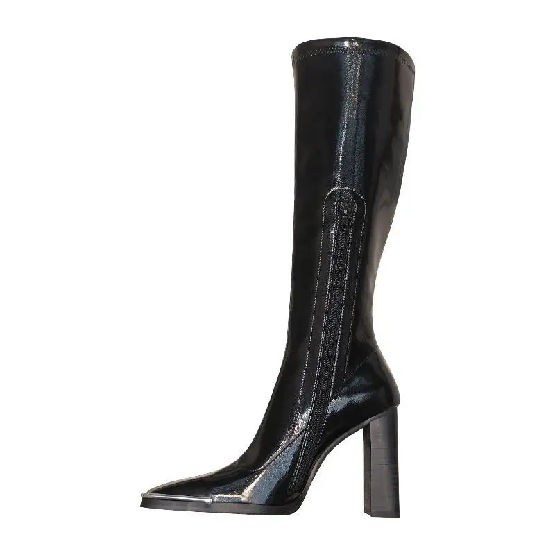 Faux Leather High Boots Woman Knight Boot,Women Winter Plush Shoes,HIgh Heeled Square toe,Thick Heel,Female Footware,BLACK
Faux Leather High Boots Woman Knight Boot,Women Winter Plush Shoes,HIgh Heeled Square toe,Thick Heel,Female Footware,BLACK