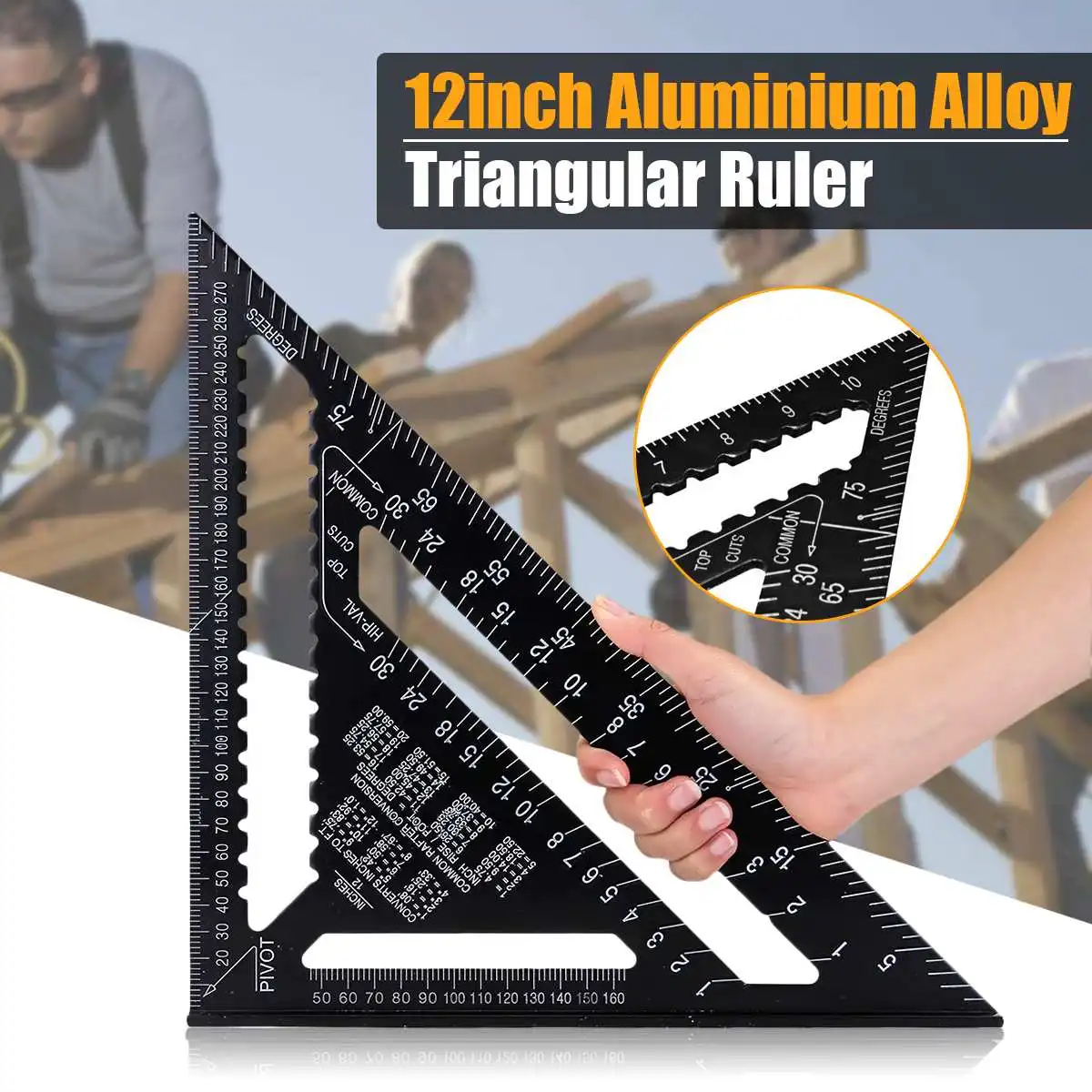 Angle Ruler 7/12 inch Metric Aluminum Alloy Triangular Measuring Ruler Woodwork Speed Square Triangle Angle Protractor
Angle Ruler 7/12 inch Metric Aluminum Alloy Triangular Measuring Ruler Woodwork Speed Square Triangle Angle Protractor