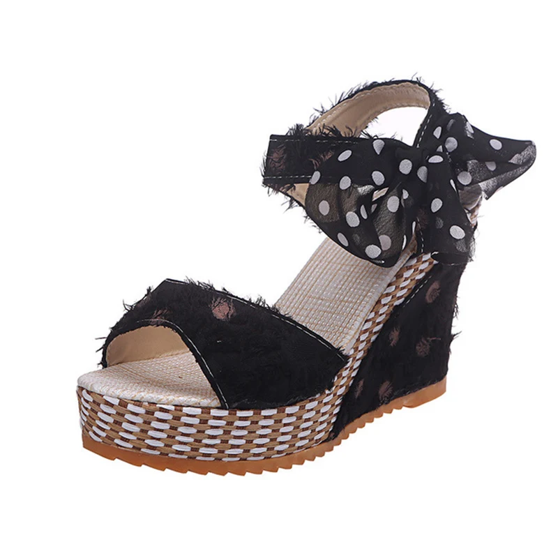 Women Sandals Dot Bowknot Design Platform Wedge Female Casual High Increas Shoes Ladies Fashion Ankle Strap Open Toe Sandals
Women Sandals Dot Bowknot Design Platform Wedge Female Casual High Increas Shoes Ladies Fashion Ankle Strap Open Toe Sandals