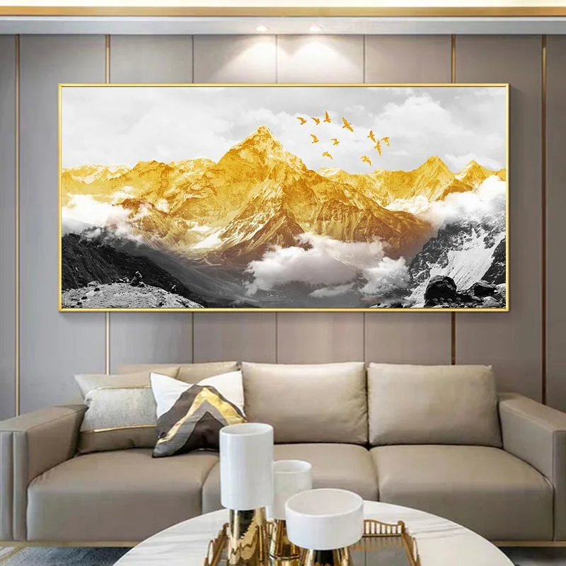 Modern Golden Mountain Bird Canvas Painting Abstract Landscape Pictures for Living Room Restaurant Wall Art Decoration No Frame
Modern Golden Mountain Bird Canvas Painting Abstract Landscape Pictures for Living Room Restaurant Wall Art Decoration No Frame
