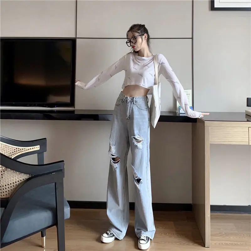 Big hole jeans women's loose fitting spring 2021 new elegant drooping high waist beggars wide leg pants floor length pants
Big hole jeans women's loose fitting spring 2021 new elegant drooping high waist beggars wide leg pants floor length pants