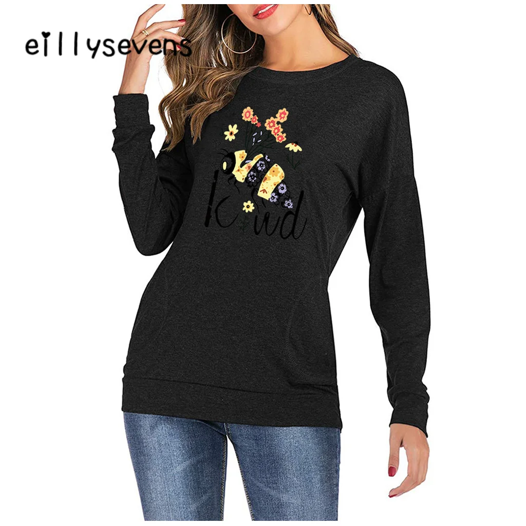 Sweatshirts Womens Long Sleeve Kind Bee Flower Print Round Collar Pocket Tops Осень Fashion Ladies Autumn Sweatshirt#ljc
Sweatshirts Womens Long Sleeve Kind Bee Flower Print Round Collar Pocket Tops Осень Fashion Ladies Autumn Sweatshirt#ljc