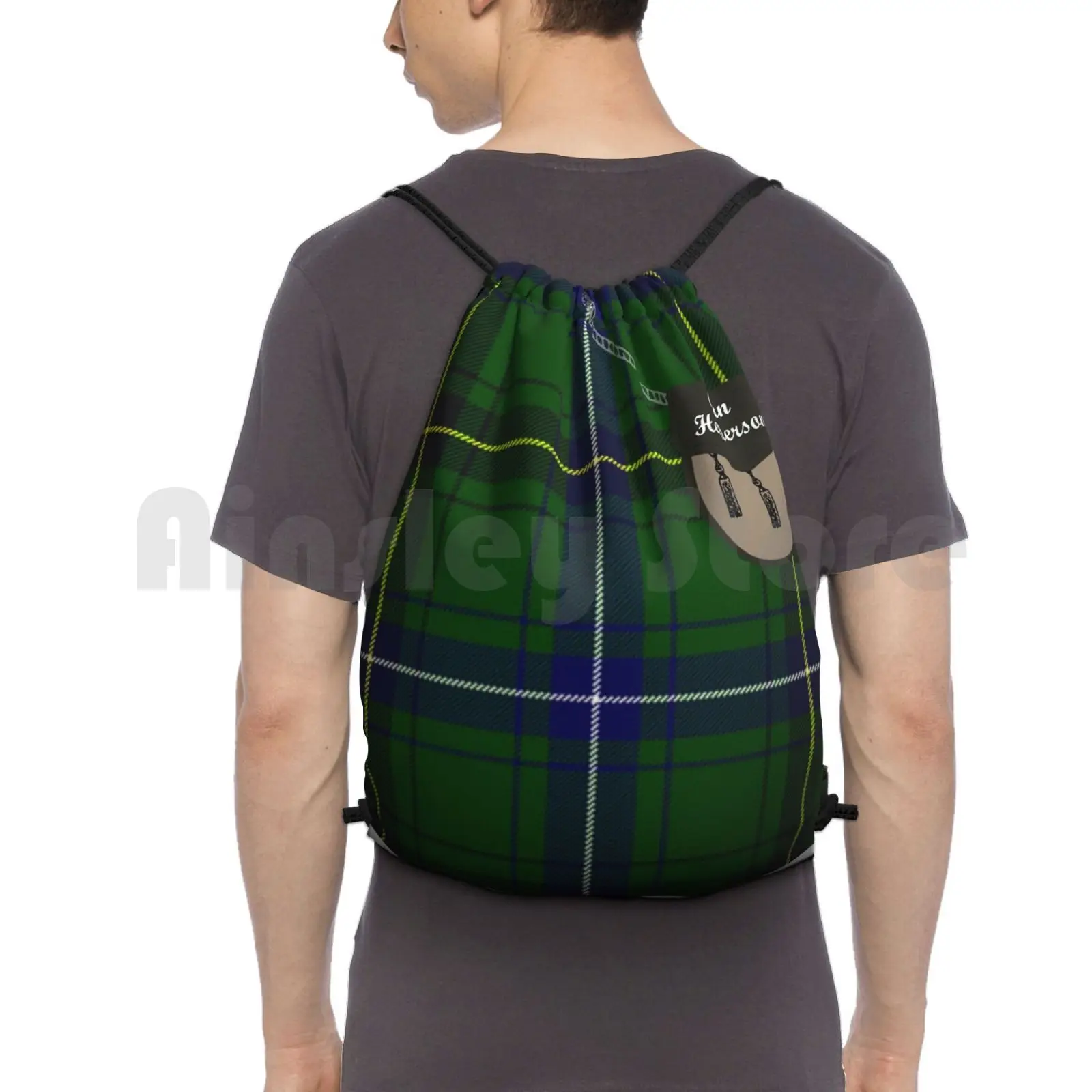 

Clan Henderson Surname Last Name Scottish Clan Tartan Badge Crest Backpack Drawstring Bag Riding Climbing Gym Bag Henderson
