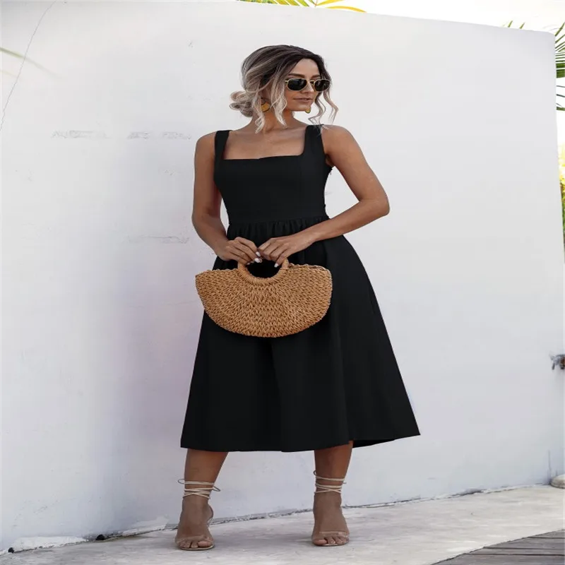 Hot sale Fashion Summer Spaghetti Strap a Line Party Dress Solid Color Elegant Summer Dress 2020 Beach Midi Sundress Vestidos
Hot sale Fashion Summer Spaghetti Strap a Line Party Dress Solid Color Elegant Summer Dress 2020 Beach Midi Sundress Vestidos