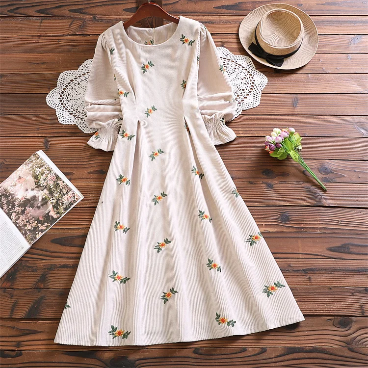 Spring autumn fashion elegant mori girl sweet vestidos mujer new arrival long sleeve floral corduroy dress
Spring autumn fashion elegant mori girl sweet vestidos mujer new arrival long sleeve floral corduroy dress