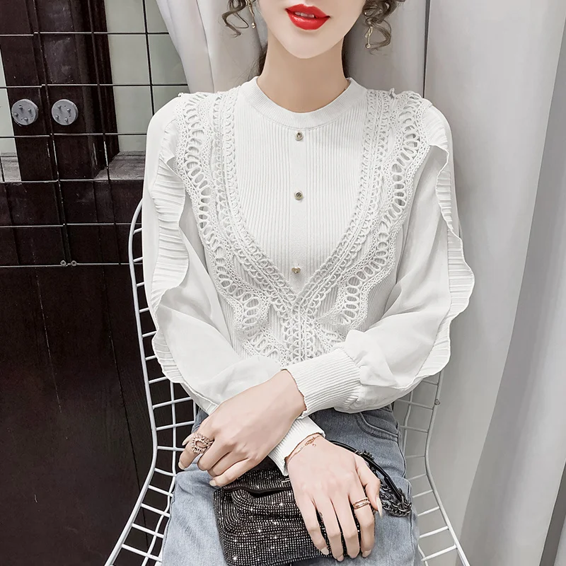 #6662 Black White Beige Basic Sweater Women Spliced Chiffon Sleeves Ruffles Knitted Sweater Femme O Neck Sexy Women Pullover
#6662 Black White Beige Basic Sweater Women Spliced Chiffon Sleeves Ruffles Knitted Sweater Femme O Neck Sexy Women Pullover