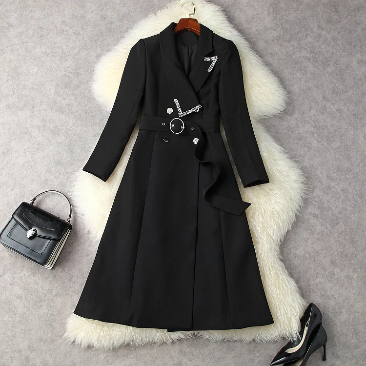 European and American women's clothing autumn winter 2022 new Long sleeve peaded lapel Double breasted belt Fashion trench coat
European and American women's clothing autumn winter 2022 new Long sleeve peaded lapel Double breasted belt Fashion trench coat