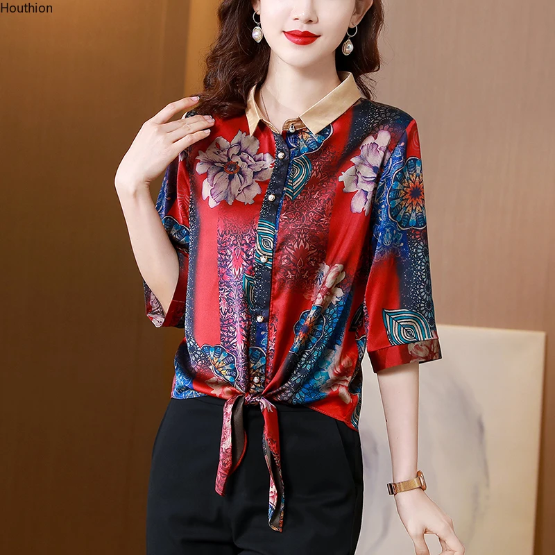 Women's Blouses Short Sleeve Tops Polo Shirts Fashion Top Casual Blouse Printed Shirt Satin Loose Silk Summer
Women's Blouses Short Sleeve Tops Polo Shirts Fashion Top Casual Blouse Printed Shirt Satin Loose Silk Summer