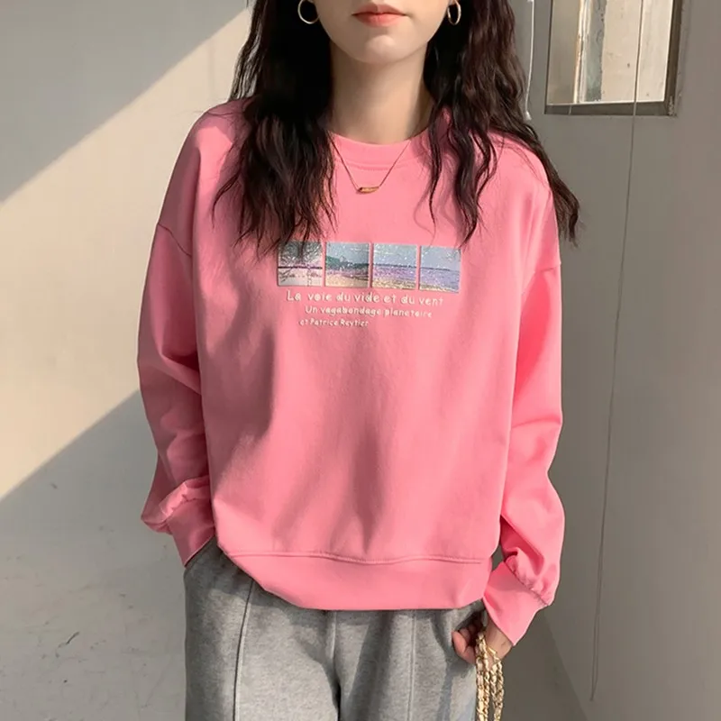 Women Casual Cotton Sweatshirts New 2021 Autumn Korean Style O-neck All-match Loose Ladies Long Sleeve Pink Pullovers W700
Women Casual Cotton Sweatshirts New 2021 Autumn Korean Style O-neck All-match Loose Ladies Long Sleeve Pink Pullovers W700