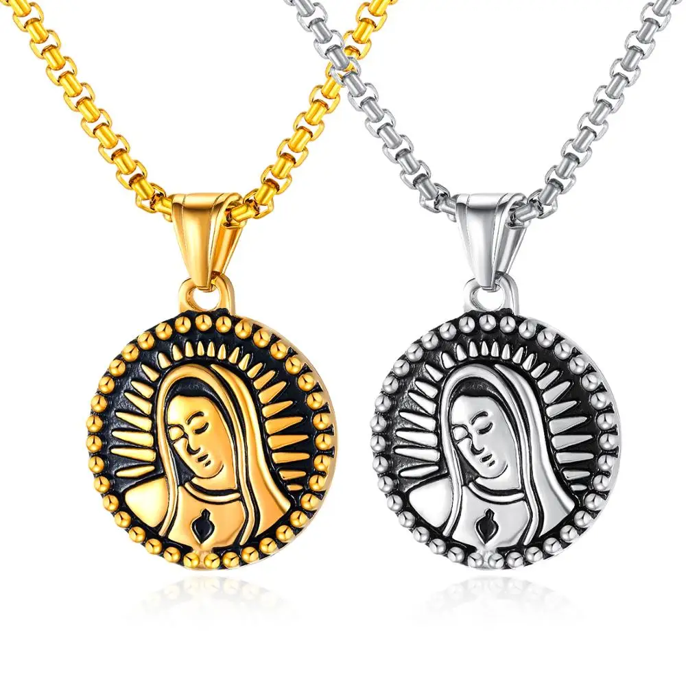 punk gold color round coin Maria pendant necklace men vintage hip hop stainless steel jewelry accessories gift collar hombre
punk gold color round coin Maria pendant necklace men vintage hip hop stainless steel jewelry accessories gift collar hombre