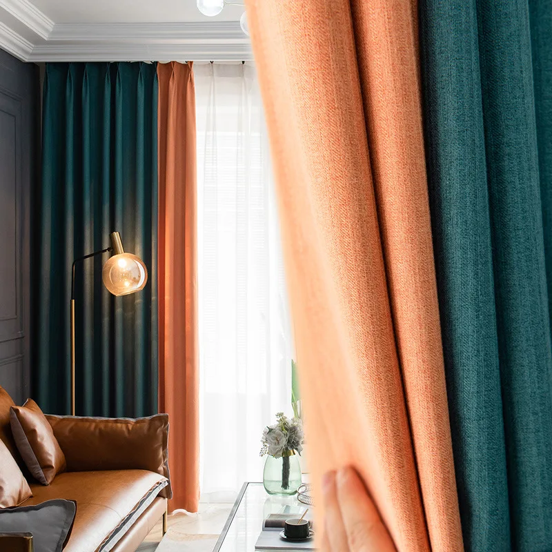 

Занавеска в скандинавском стиле для гостиной, спальни, кабинета, однотонная светильник шная, простая, затеняющая, вышитые шторы